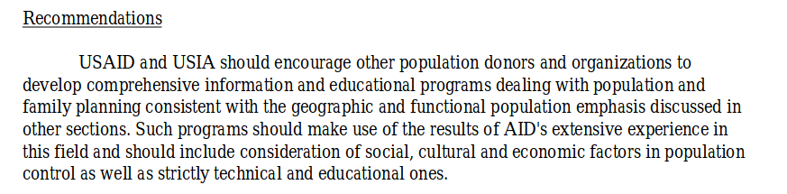 relatorio kissinger indica encorajar doadores populacionais