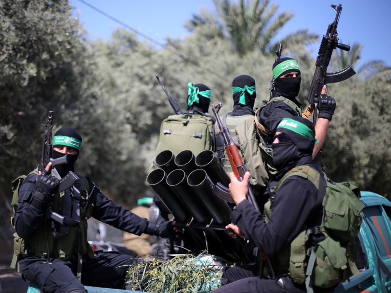 Palestinian Hamas militants attend a military drill in preparation to any upcoming confrontation with Israel, in the southern Gaza Strip March 25, 2018